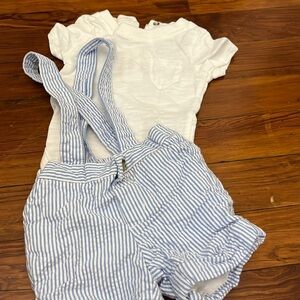 Adorable Janie and Jack seersucker overalls